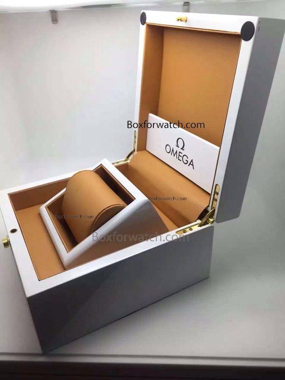 Omega Replica watch box white Brown inner - omega watch box for